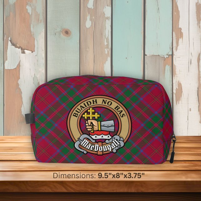 Clan MacDougall-Wappen über Tartan Waschbeutel (Von Creator hochgeladen)