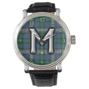 Clan MacDowall McDowell Letter M Monogram Tartan Armbanduhr