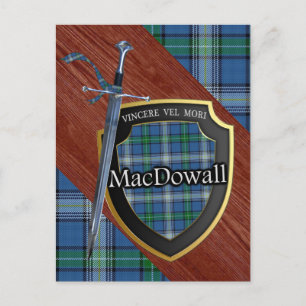 Clan MacDowall Tartan Schwert & Schild Postkarte