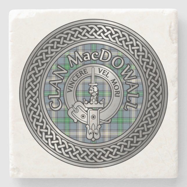 Clan MacDowall Wappen & Tartan Knot Steinuntersetzer (Vorderseite)
