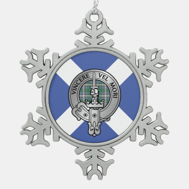 Clan MacDowall Wappen & Tartan Schneeflocken Zinn-Ornament (Vorderseite)