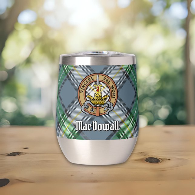 Clan MacDowall Wappen über Tartan (Von Creator hochgeladen)