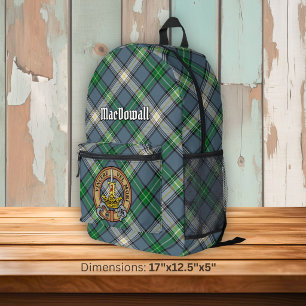 Clan MacDowall-Wappen über Tartan Bedruckter Rucksack