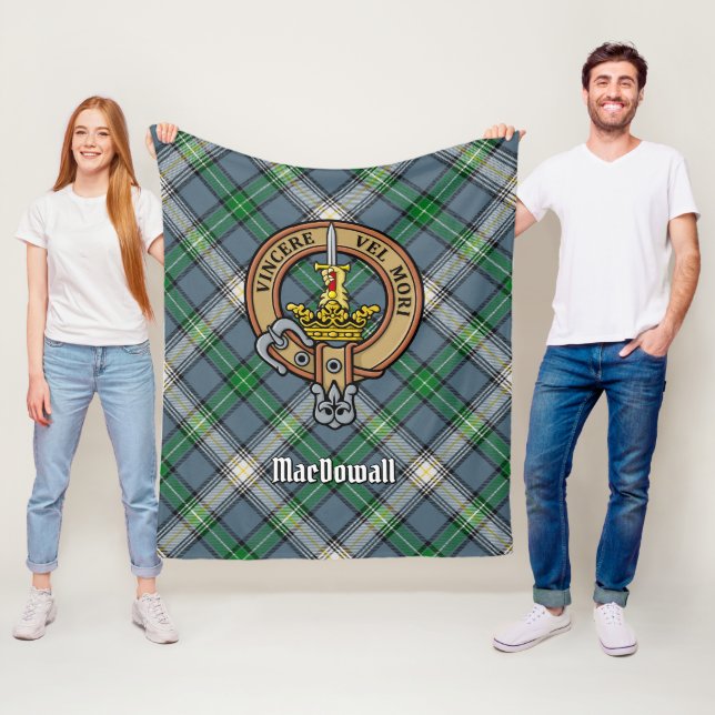 Clan MacDowall Wappen über Tartan Fleecedecke (Beispiel)