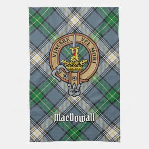 Clan MacDowall Wappen über Tartan Geschirrtuch
