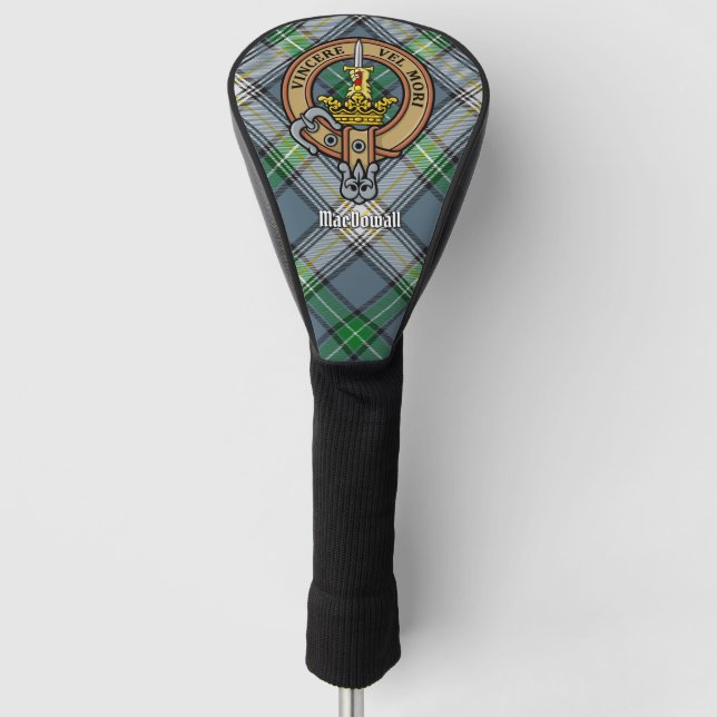Clan MacDowall Wappen über Tartan Golf Headcover (Vorderseite)