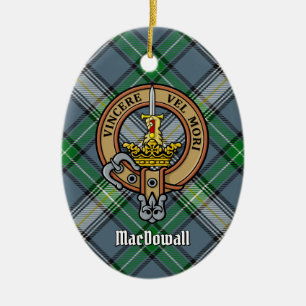 Clan MacDowall Wappen über Tartan Keramik Ornament