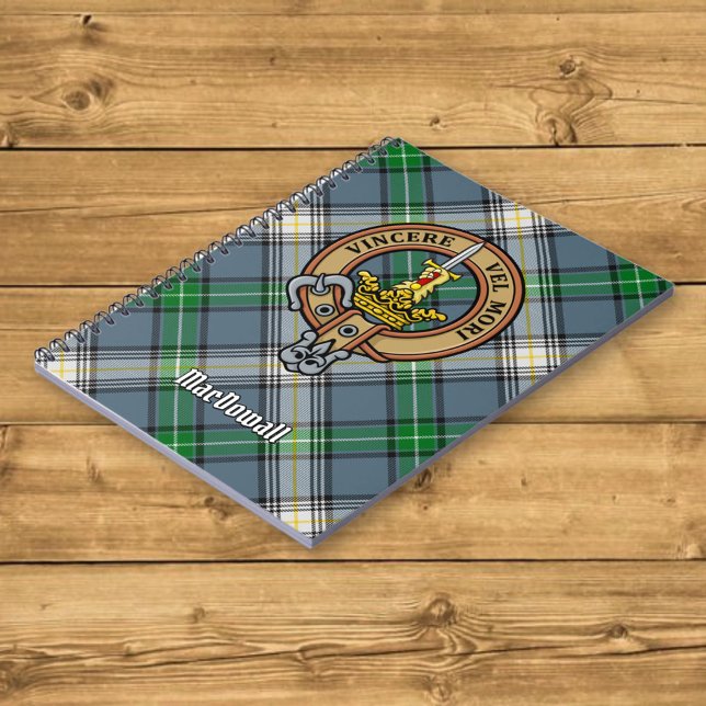 Clan MacDowall Wappen über Tartan Notizblock (Von Creator hochgeladen)