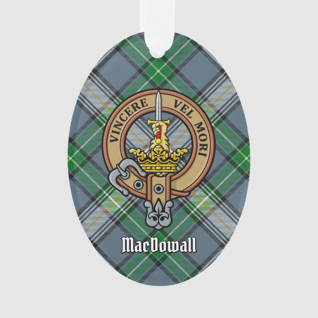 Clan MacDowall Wappen über Tartan Ornament (Vorderseite)