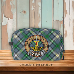 Clan MacDowall-Wappen über Tartan Waschbeutel