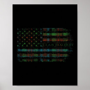 Clan Macduff Hunting Scottish Tartan Us Flag Kilt Poster