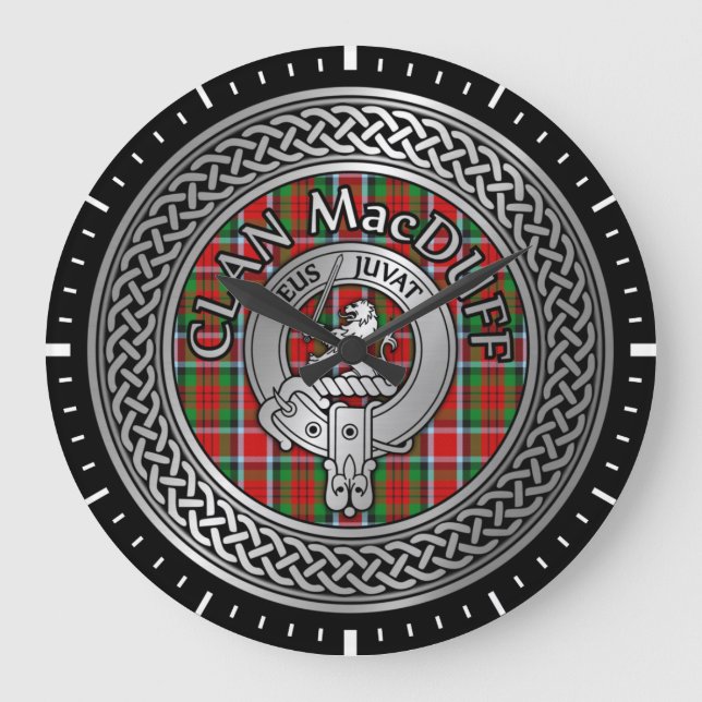 Clan MacDuff Wappen & Tartan Knot Große Wanduhr (Vorderseite)