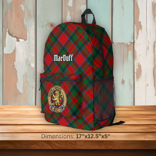 Clan MacDuff-Wappen über Tartan Bedruckter Rucksack