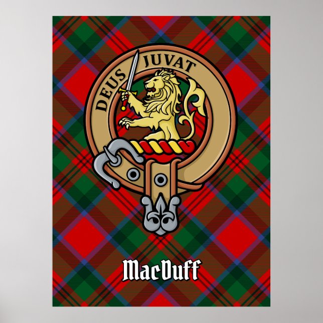 Clan MacDuff Wappen über Tartan Poster (Vorne)