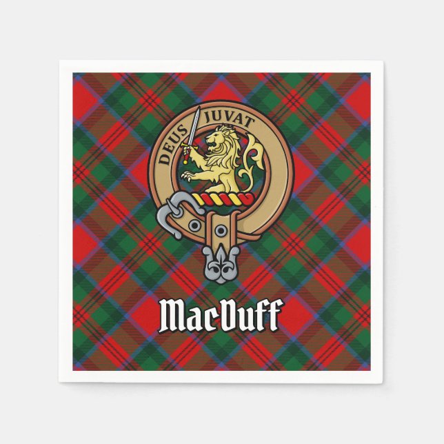 Clan MacDuff Wappen über Tartan Serviette (Vorderseite)