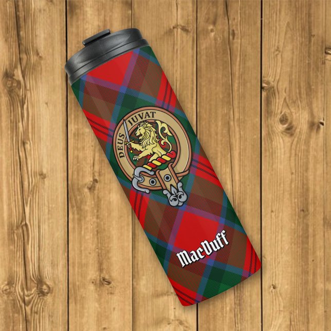 Clan MacDuff Wappen über Tartan Thermosbecher (Von Creator hochgeladen)