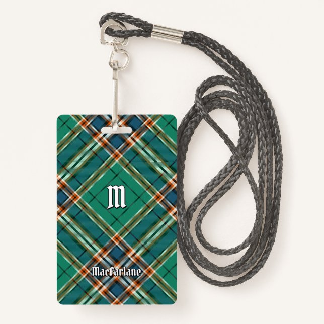 Clan MacFarlane Ancient Hunting Tartan Ausweis (Vorderseite mit Schlüsselband)