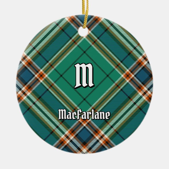Clan MacFarlane Ancient Hunting Tartan Keramik Ornament (Vorne)