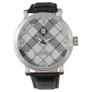 Clan MacFarlane Black and White Tartan Armbanduhr