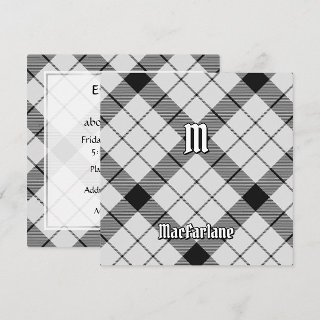 Clan MacFarlane Black and White Tartan Einladung (Vorne/Hinten)
