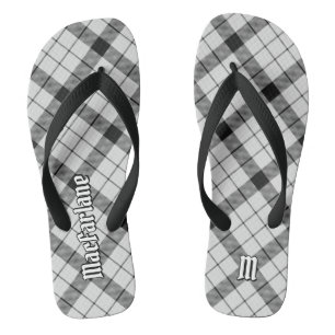 Clan MacFarlane Black and White Tartan Flip Flops