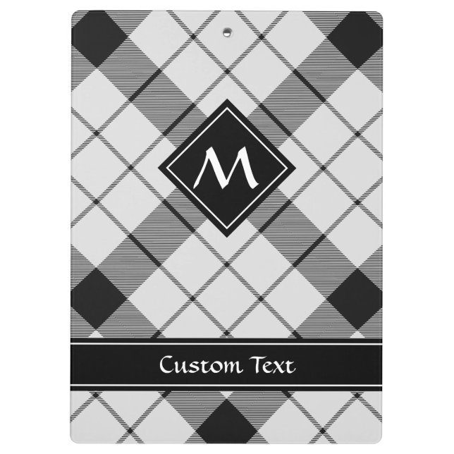 Clan MacFarlane Black and White Tartan Klemmbrett (Rückseite)