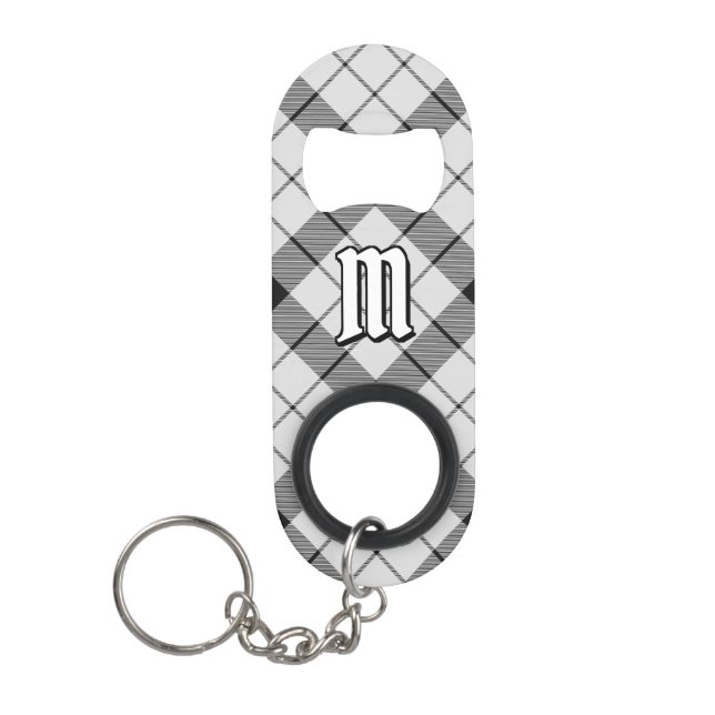 Clan MacFarlane Black and White Tartan Mini Flaschenöffner (Vorderseite)