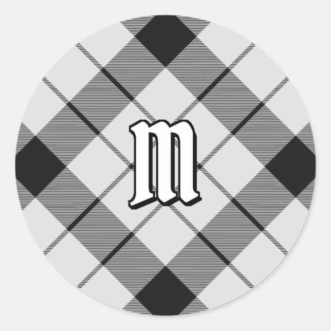 Clan MacFarlane Black and White Tartan Runder Aufkleber (Vorderseite)