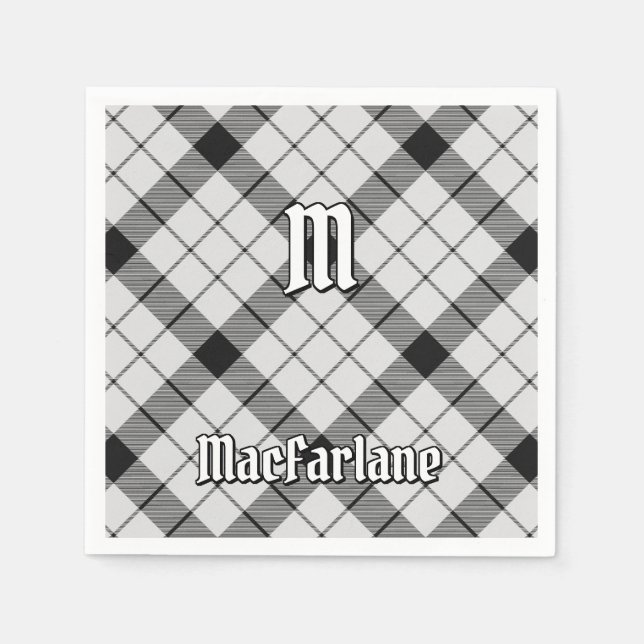 Clan MacFarlane Black and White Tartan Serviette (Vorderseite)
