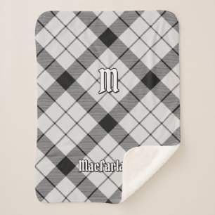 Clan MacFarlane Black and White Tartan Sherpadecke
