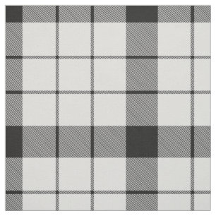 Clan MacFarlane Black and White Tartan Stoff