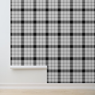 Clan MacFarlane Black and White Tartan Tapete