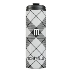 Clan MacFarlane Black and White Tartan Thermosbecher