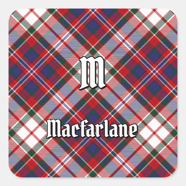 Clan MacFarlane Dress Tartan Quadratischer Aufkleber (Vorderseite)