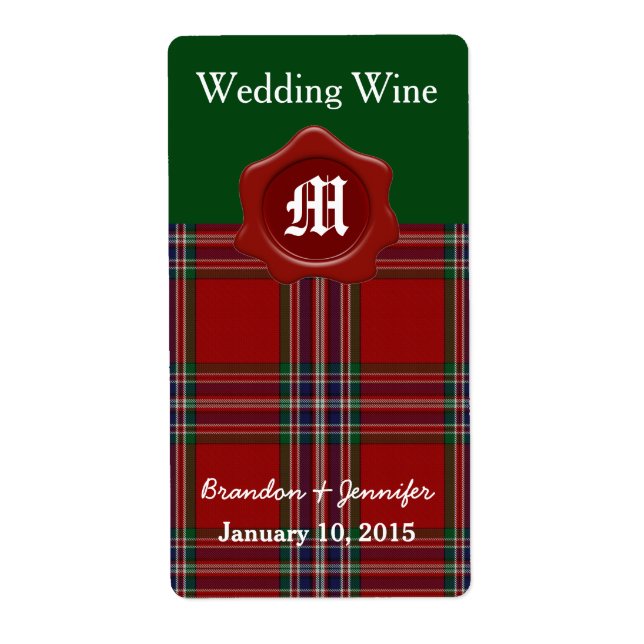 Clan MacFarlane Kariert Wedding Mini Wine Labels (Vorne)