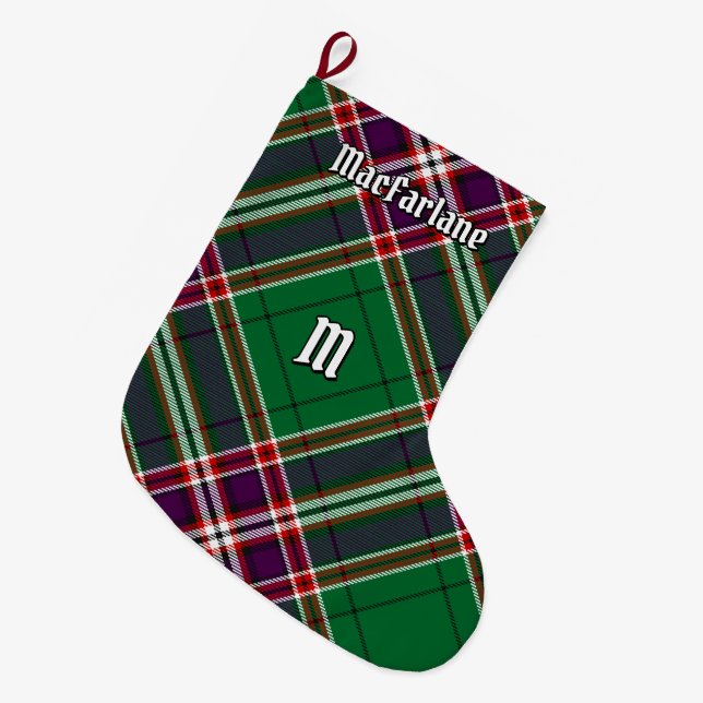 Clan MacFarlane Modern Hunting Tartan Großer Weihnachtsstrumpf (Vorderansicht (hängend))