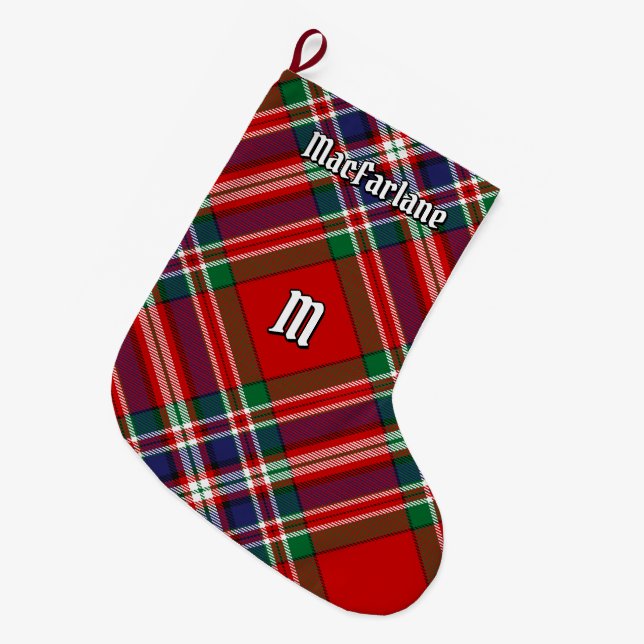 Clan MacFarlane Red Tartan Großer Weihnachtsstrumpf (Vorderansicht (hängend))
