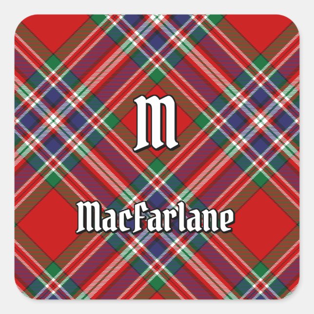 Clan MacFarlane Red Tartan Quadratischer Aufkleber (Vorderseite)