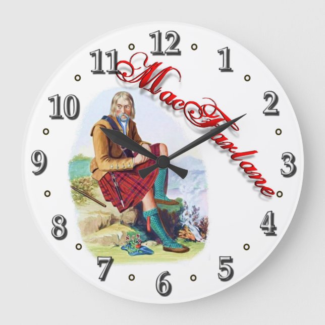 Clan MacFarlane Scottish Dream Clock Große Wanduhr (Vorderseite)