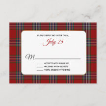 Clan MacFarlane Tartan Karierte Wedding RSVP Card