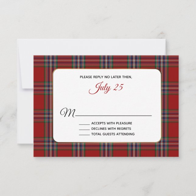 Clan MacFarlane Tartan Karierte Wedding RSVP Card (Vorderseite)