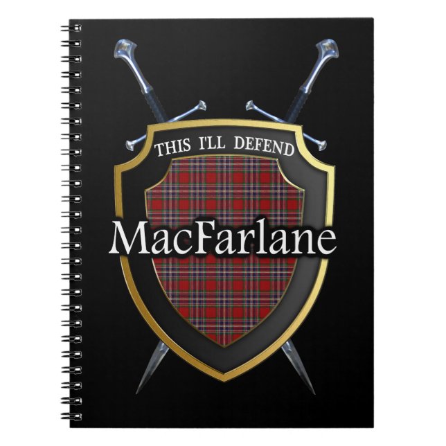 Clan MacFarlane Tartan Shield & Schwerter Notizblock (Vorderseite)