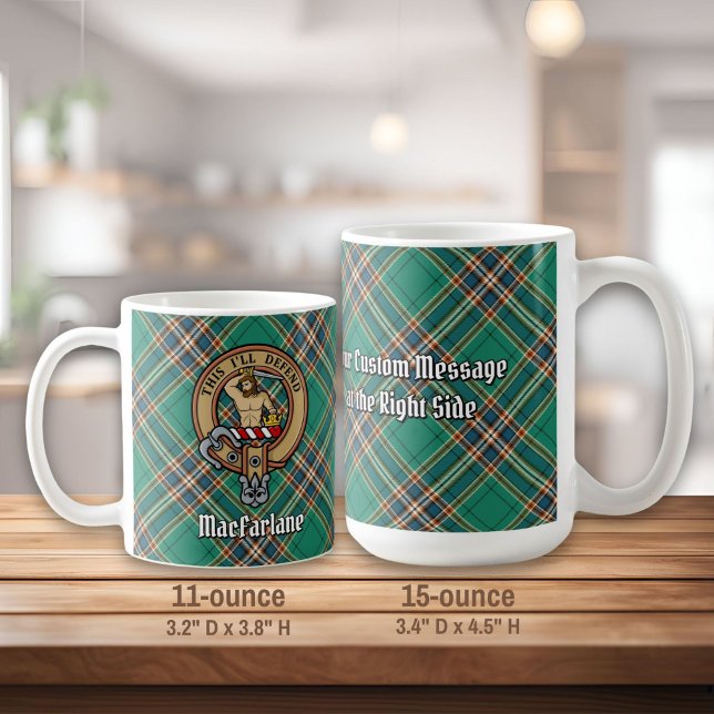 Clan MacFarlane Wappen über antikes Jagdtartan Kaffeetasse (Von Creator hochgeladen)