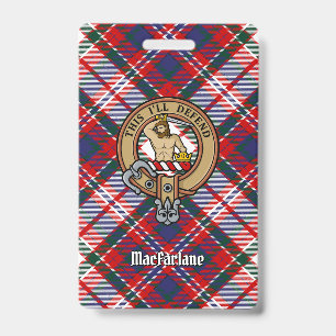 Clan MacFarlane Wappen über Dress Tartan Ausweis