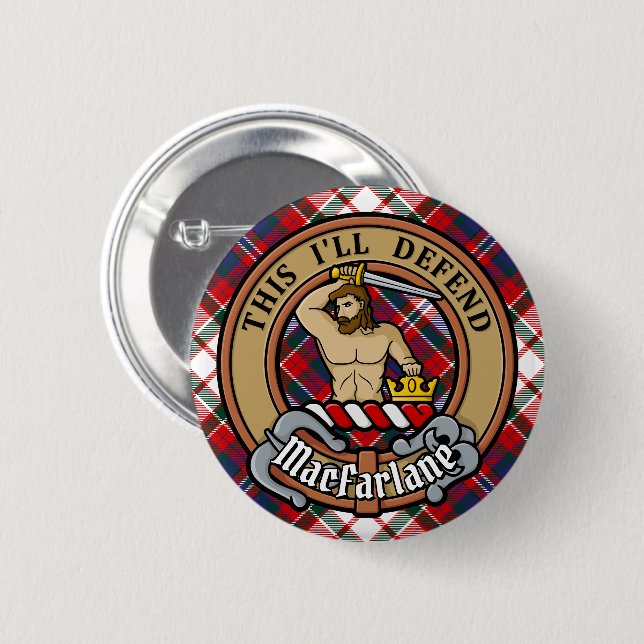 Clan MacFarlane Wappen über Dress Tartan Button (Vorne & Hinten)
