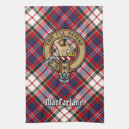 Clan MacFarlane Wappen über Dress Tartan Geschirrtuch