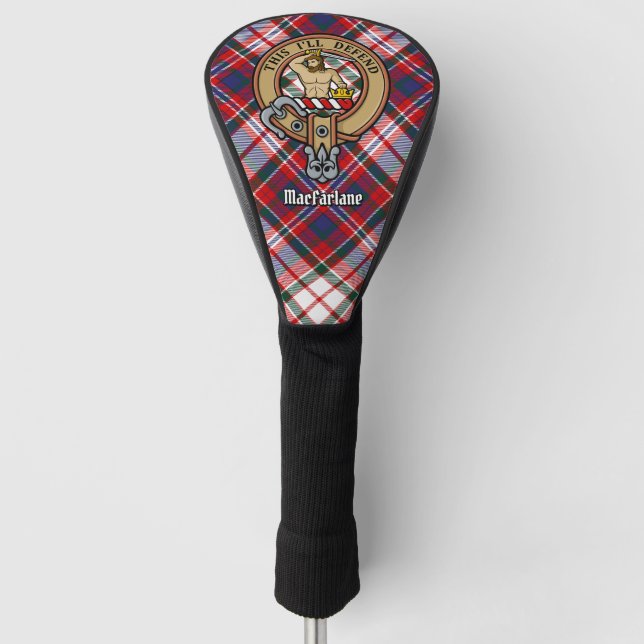 Clan MacFarlane Wappen über Dress Tartan Golf Headcover (Vorderseite)