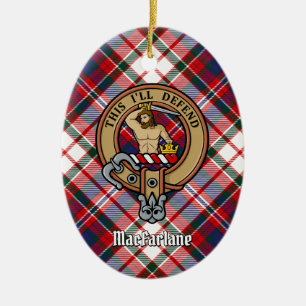 Clan MacFarlane Wappen über Dress Tartan Keramik Ornament