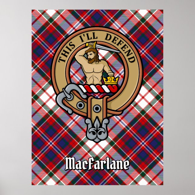 Clan MacFarlane Wappen über Dress Tartan Poster (Vorne)