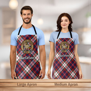 Clan MacFarlane Wappen über Dress Tartan Schürze